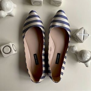 Nine West Blue and White Stripe Flats
